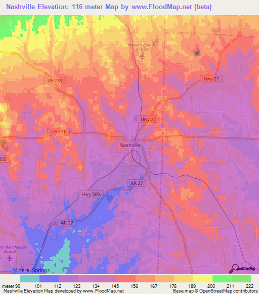 Nashville,US Elevation Map