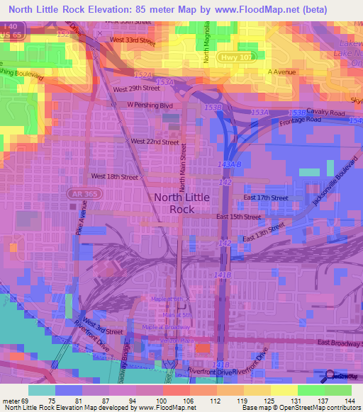 North Little Rock,US Elevation Map