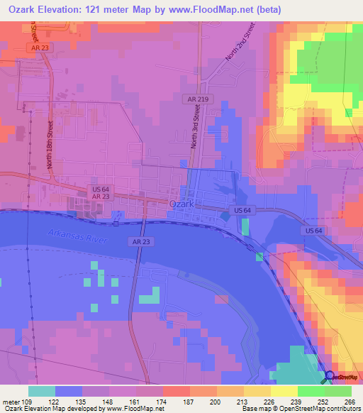 Ozark,US Elevation Map