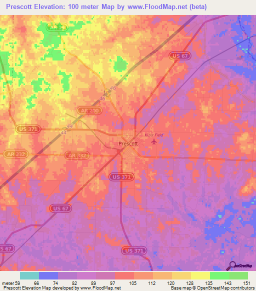 Prescott,US Elevation Map