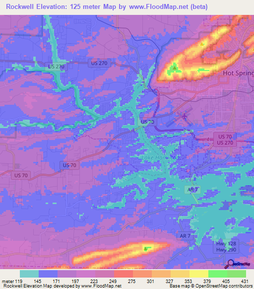 Rockwell,US Elevation Map