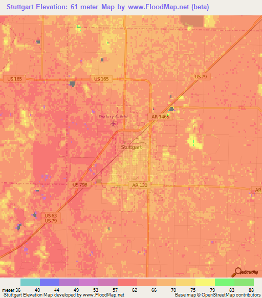 Stuttgart,US Elevation Map