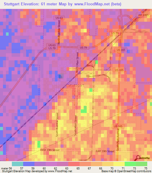 Stuttgart,US Elevation Map