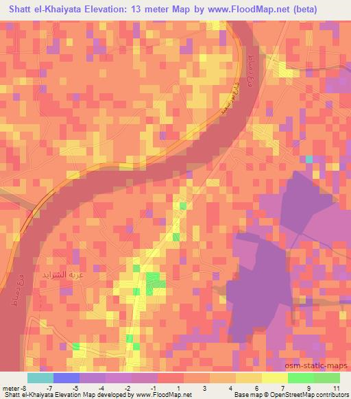 Shatt el-Khaiyata,Egypt Elevation Map