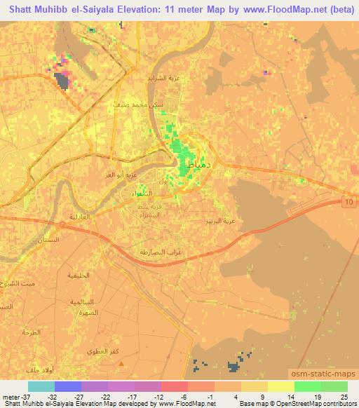 Shatt Muhibb el-Saiyala,Egypt Elevation Map