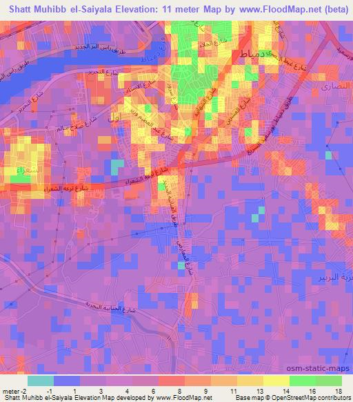 Shatt Muhibb el-Saiyala,Egypt Elevation Map