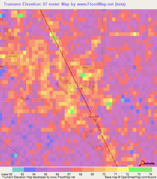 Trumann,US Elevation Map