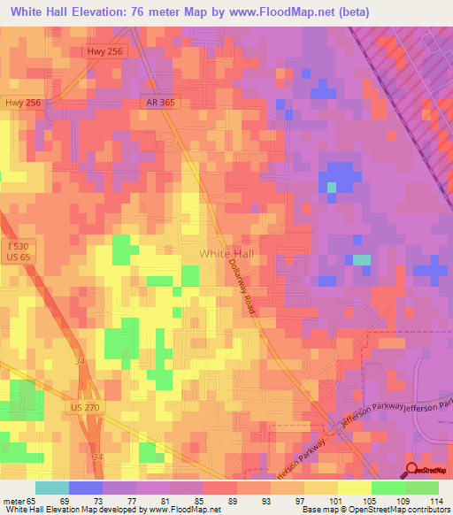 White Hall,US Elevation Map