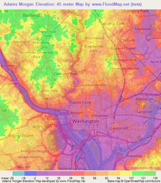 Adams Morgan,US Elevation Map