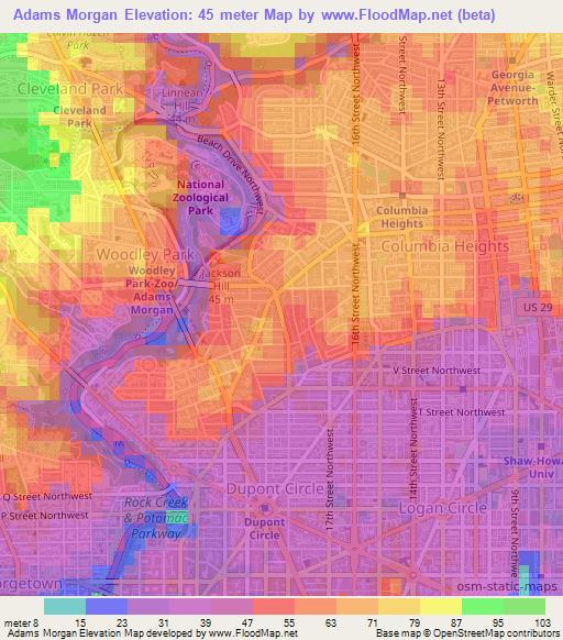 Adams Morgan,US Elevation Map