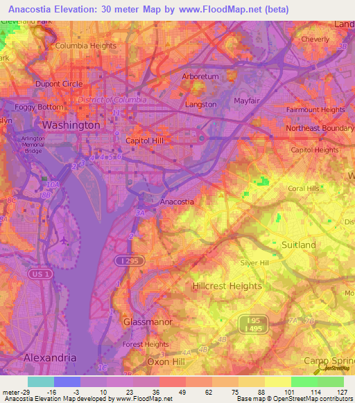 Anacostia,US Elevation Map