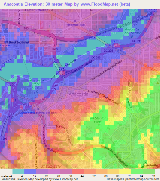 Anacostia,US Elevation Map