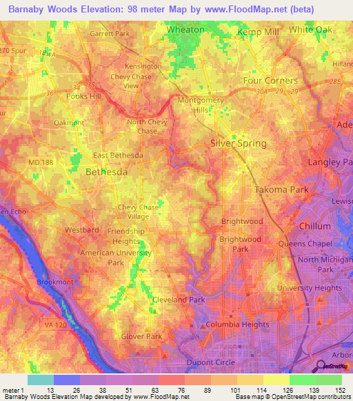 Barnaby Woods,US Elevation Map