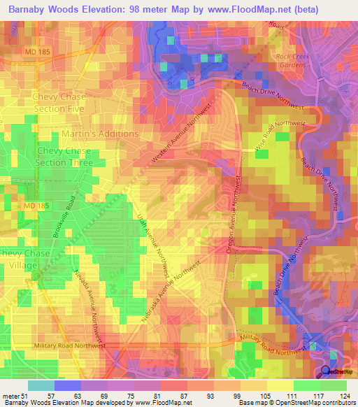 Barnaby Woods,US Elevation Map