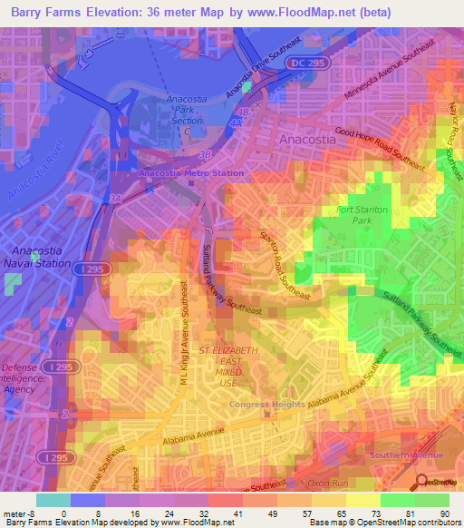 Barry Farms,US Elevation Map