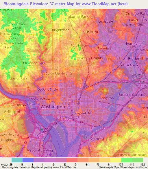 Bloomingdale,US Elevation Map