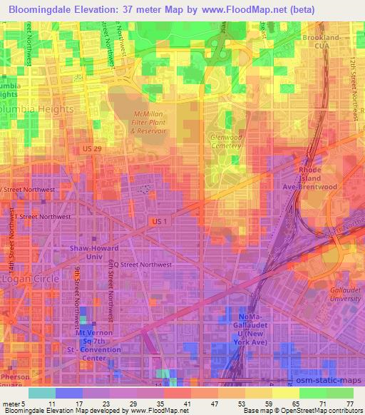 Bloomingdale,US Elevation Map