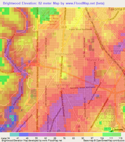 Brightwood,US Elevation Map