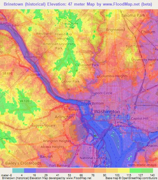 Brinetown (historical),US Elevation Map