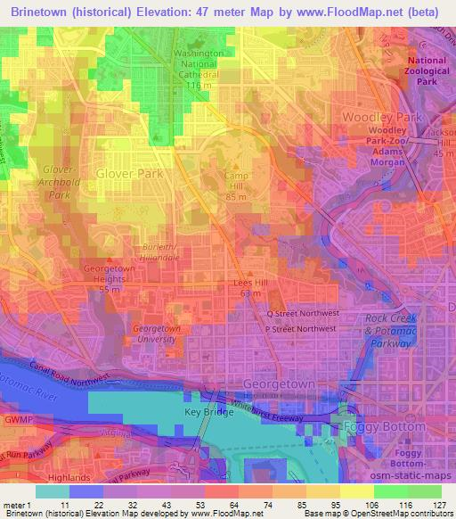 Brinetown (historical),US Elevation Map