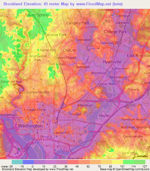 Brookland,US Elevation Map