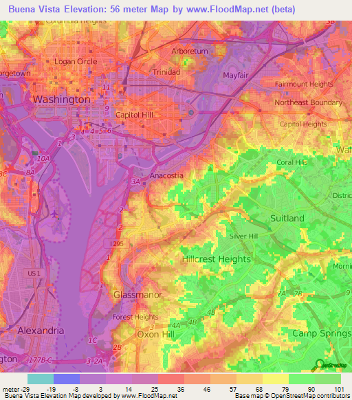 Buena Vista,US Elevation Map