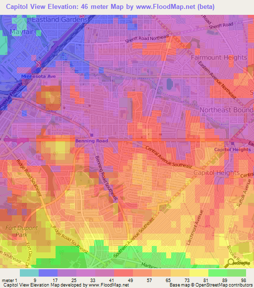 Capitol View,US Elevation Map