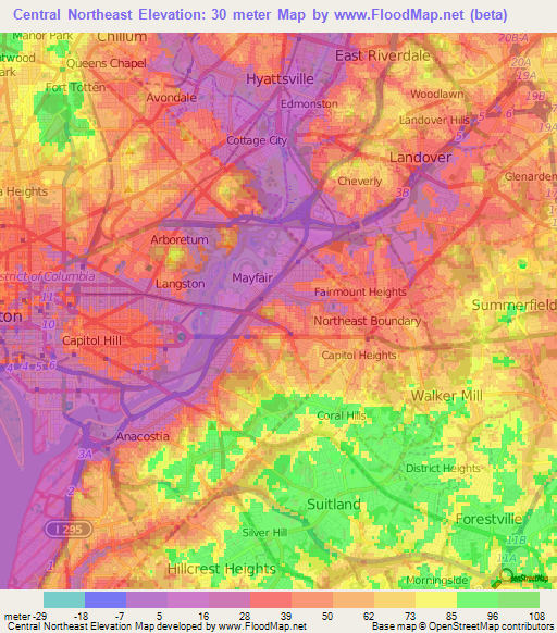 Central Northeast,US Elevation Map