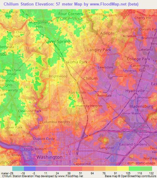 Chillum Station,US Elevation Map