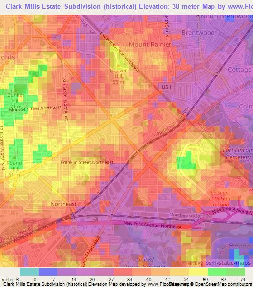Clark Mills Estate Subdivision (historical),US Elevation Map