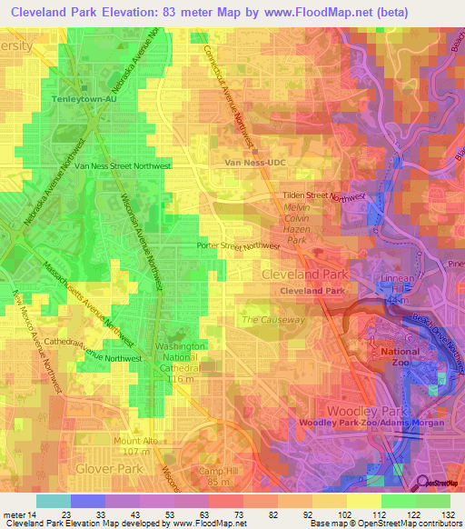 Cleveland Park,US Elevation Map