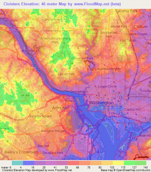 Cloisters,US Elevation Map