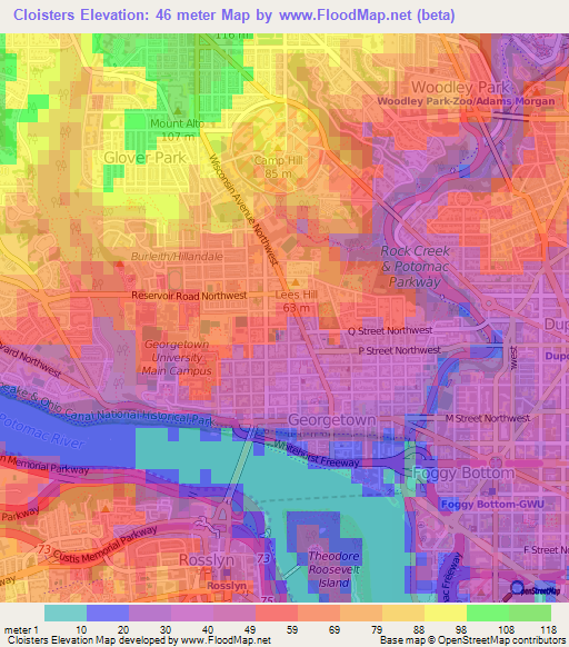 Cloisters,US Elevation Map