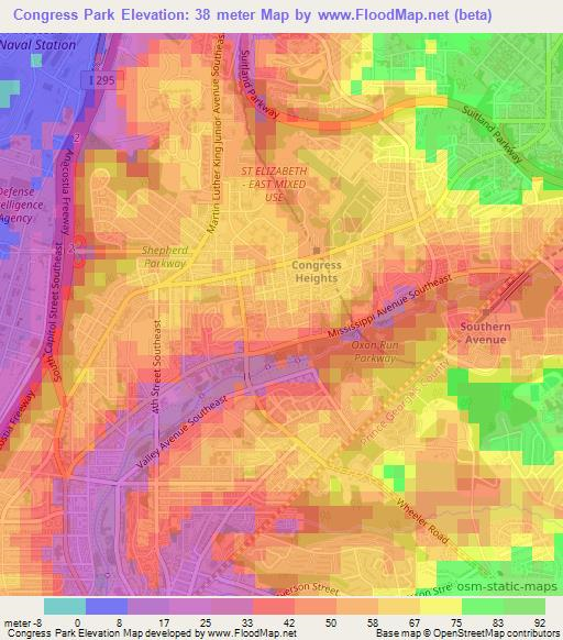 Congress Park,US Elevation Map