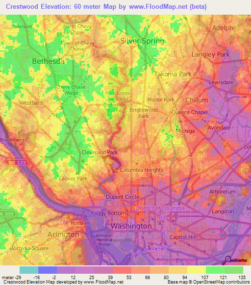 Crestwood,US Elevation Map