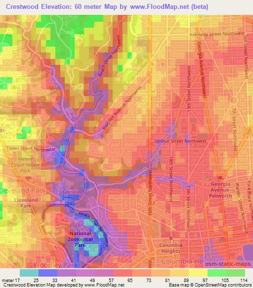 Crestwood,US Elevation Map