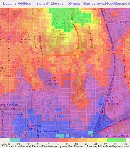 Dobbins Addition (historical),US Elevation Map