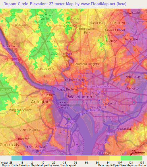 Dupont Circle,US Elevation Map