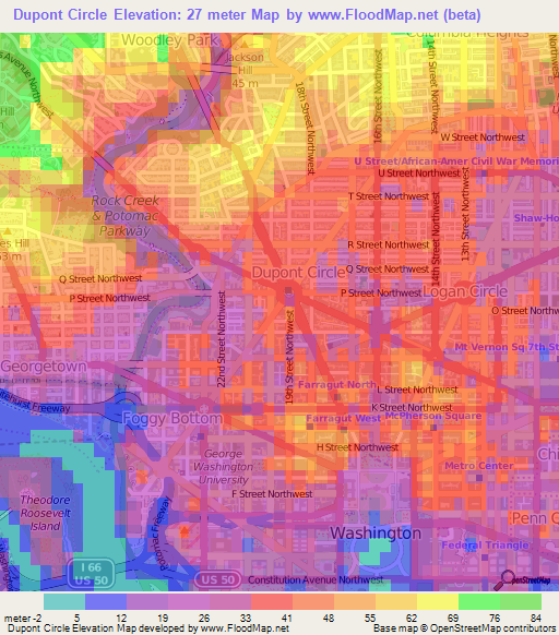 Dupont Circle,US Elevation Map