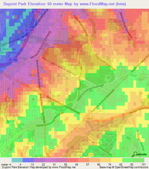 Dupont Park,US Elevation Map