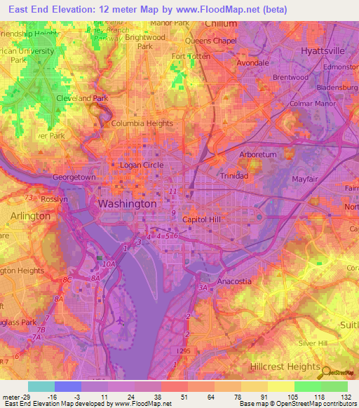 East End,US Elevation Map