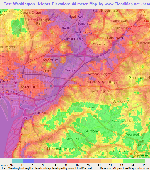 East Washington Heights,US Elevation Map