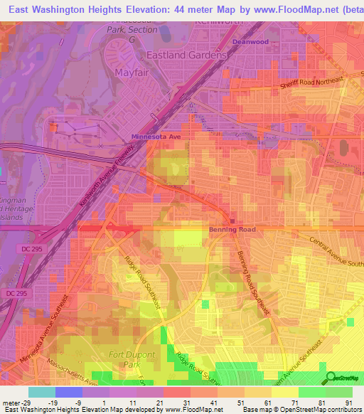 East Washington Heights,US Elevation Map