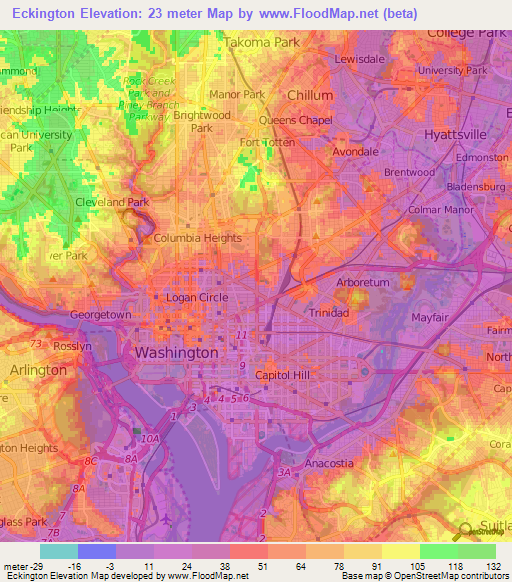 Eckington,US Elevation Map