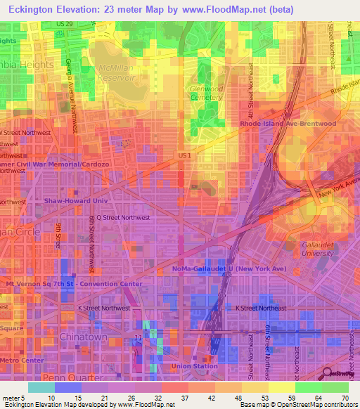 Eckington,US Elevation Map