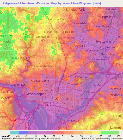 Edgewood,US Elevation Map