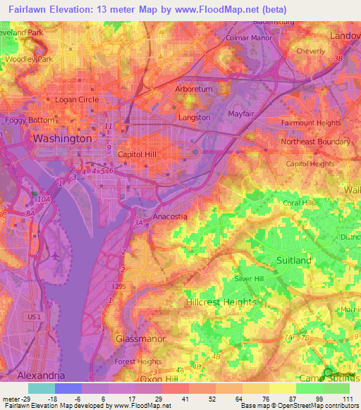 Fairlawn,US Elevation Map