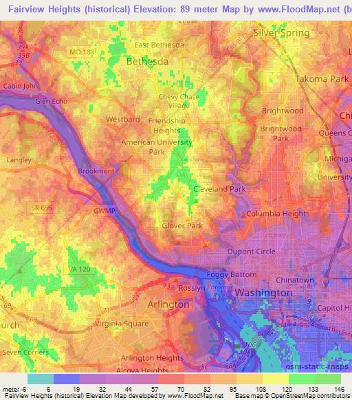 Fairview Heights (historical),US Elevation Map