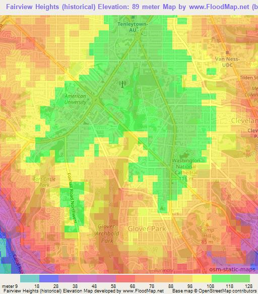 Fairview Heights (historical),US Elevation Map