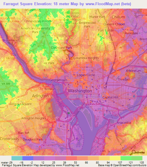 Farragut Square,US Elevation Map